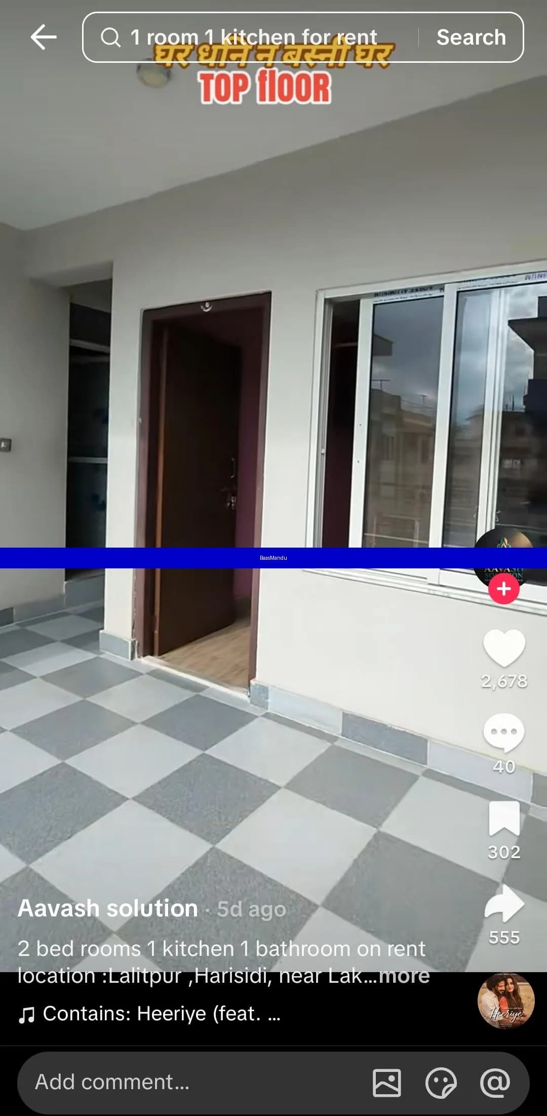Looking for 1BK or 2rooms or 1BHK - 1
